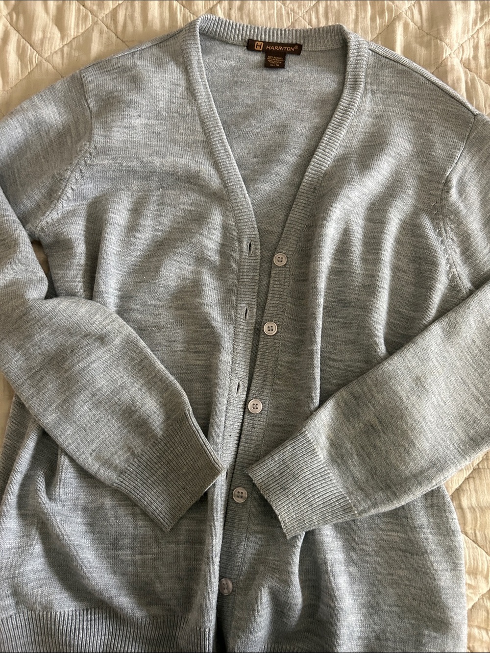 Harrison vintage -Light Gray V-Neck Button Sweater - Women's